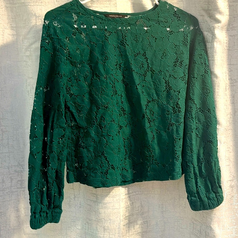 Banana Republic Lace Blouse - Emerald Green